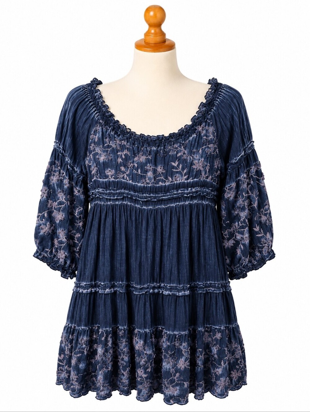 Area Stars Women's Blue Stonewashed Off The Shoulder Tunic Dress Sz M Boho
